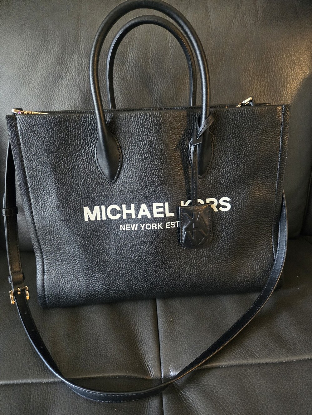 MICHAEL KORS MIRELLA Black Leather Tote Bag